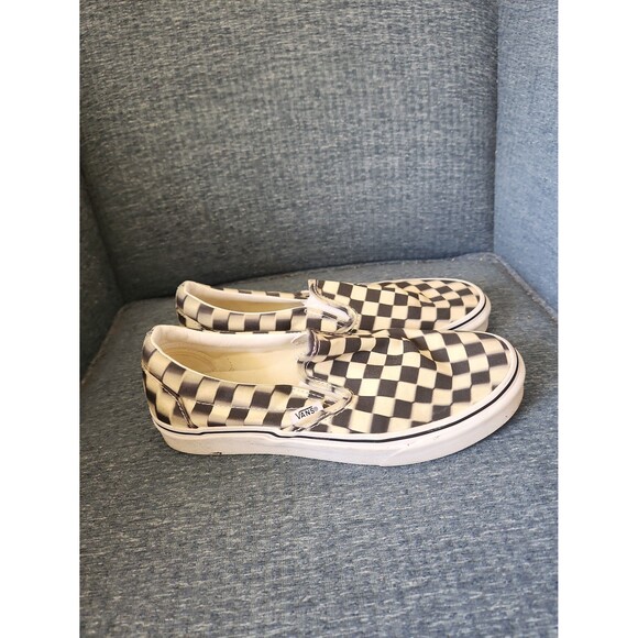 Vans Blur Black & White Checkerboard Slip-on Shoes Men's 6.5 Women's 8 - Picture 1 of 12